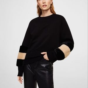 Mango Fur sleeves sweatshirt